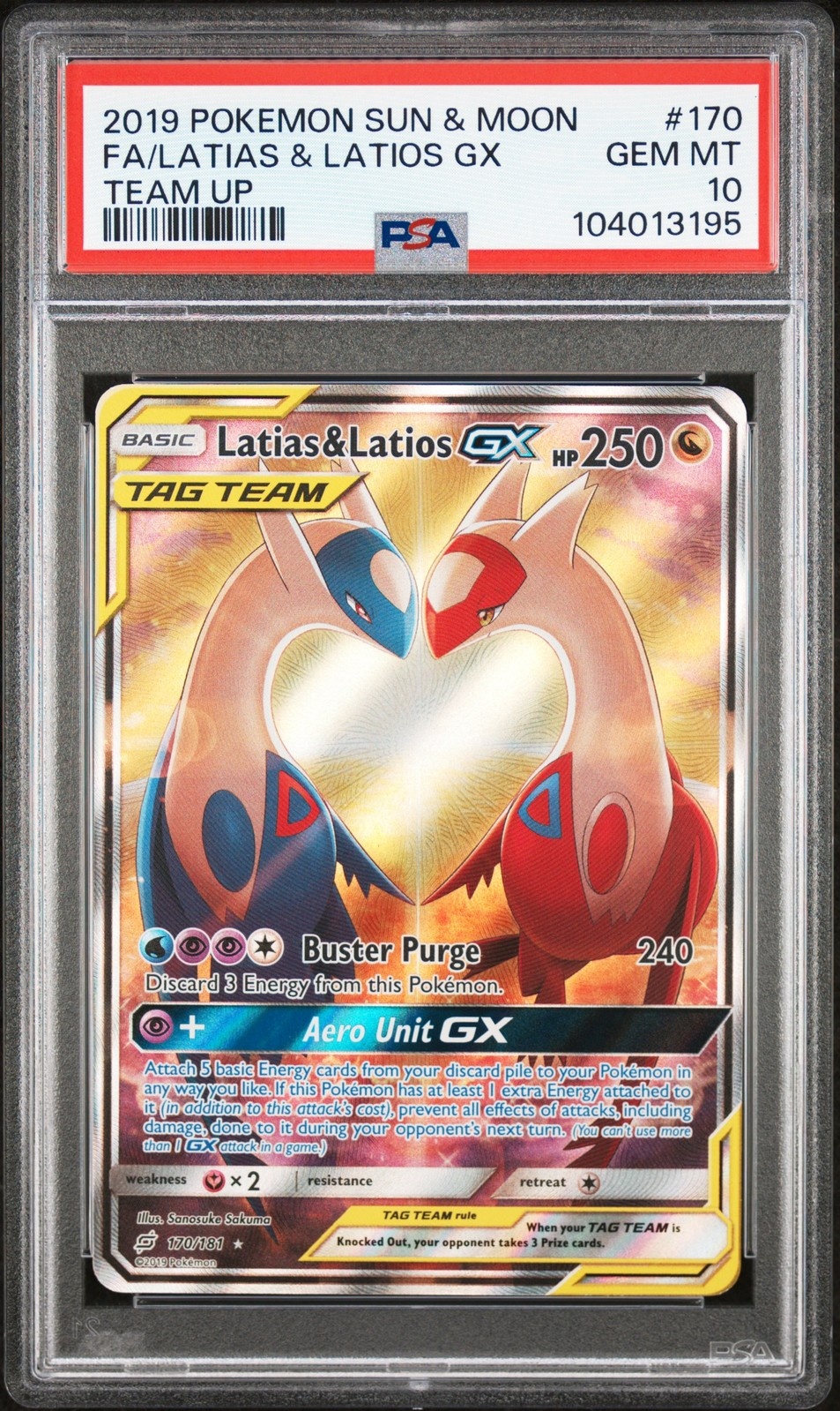 2019 Team Up Latios & Latias GX Alt Art PSA 10